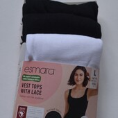 3 штуки в лоті Майки в рубчик з мереживом Esmara eur L 44\46