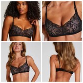Hunkemoller! Мереживний жіночий бюстгальтер на кісточках 75С caviar! Лот 424