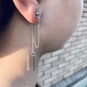 Сережки з ланцюжком мед сталь