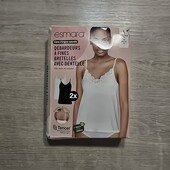 Есмара! Мяка жіноча майка з мереживом на тонких бретелях 40/42 євро 46/48 наш 2 шт! Лот 74