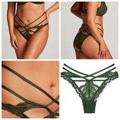 Hunkemoller! Звабливі жіночі труси, страп-панти із мережива і сіточки S розмір kombu green! Лот 10