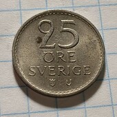 Монета Швеції 25 ере 1973