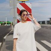 ✿ Футболка якісна, плотна, не просвічується молочна, розмір Oversize