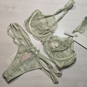 Hunkemoller! Мереживний жіночий комплект: бюстгальтер 75Д і труси М розмір desert sage! Лот 221