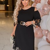 Сукня ошатна креп-дайвінг + мереживо 50-60р
