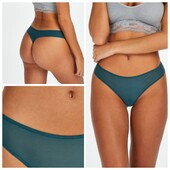 Hunkemoller! Безшовні жіночі труси, стрінги, з передом в напівпрозору полоску Хл розмір deep teal!