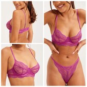 Hunkemoller! Мереживний жіночий бюстгальтер на кісточках 80С wild aster! Лот 405