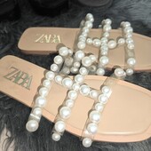 Zara, 37p шльопки прозорі з перлами