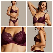 Hunkemoller noir! Жіночий бюстгальтер із мережива і сатину 75Д italian plum! Лот 518