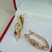 Шикарные серьги с дорожками фианитов. Позолота 585 пробы 18К.