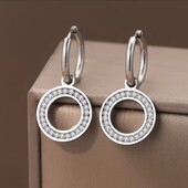 Сережки Stainless Steel з нержавіючої сталі з кристалами циркону