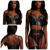 Hunkemoller private collection! "Шкіряний" жіночий бюстгальтер 70С пуш-ап black! Лот 1
