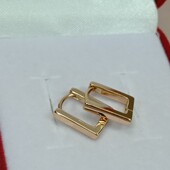 Нежные прямоугольные серьги. Позолота 585 пробы 18К.
