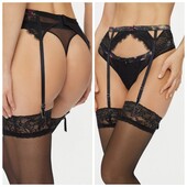 Hunkemoller designer collection! Мереживний жіночий пояс для панчіх М розмір caviar! Лот 511