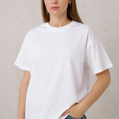 ⇑ Футболка зі стразами біла рр. onesize (020)