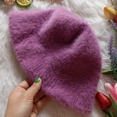 Бузковий ангоровий капелюшок one size