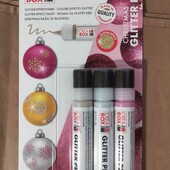 Набір гліттерних фарб Marabu Creabox "Christmas Glitter Pen" для текстилю, кераміки, металу