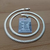 Цепочка серебряная 925 пробы. Длина 50 см, ширина 5 мм.