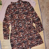 Платье-рубашка на пуговках с поясом длинный рукав р.20 XXL Papaya