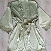 шикарный лёгкий домашний халатик кимоно цвет оливка размер L XL нюанс 