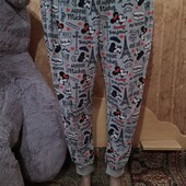 ❤️Брендовые темно серые с Мики ярким принтом плюшевые тёплые штаны новые❤️Англия.Поб.130-190см.
