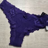 Hunkemoller! Жіночі труси із сіточки з ремінцями і написом Хл розмір violet indigo! Лот 829