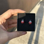 Срібні сережки божа корівка s925