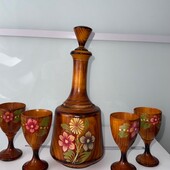 Сувенирный набор. Расписной графин и 4 рюмки.