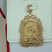 Шикарная иконка-ладанка Пресвятая Богородица. Позолота 585 пробы 18К.