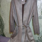 H&m uk8 пальто під замшу сіра олива