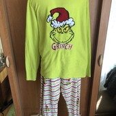 Пижама, комплект, костюм, верх-фліс, низ-коттон, M-L. dr.seuss. grinch. в ідеалі