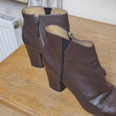 Шкіряні оливкові ботильони. р.41