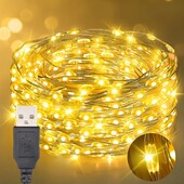 Світлодіодна гірлянда нитка роса, 30 led, 3 м, теплий білий, USB
