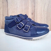 Шкіряні кеди Clarks, сині жіночі хайтопи, демі кросівки, осінь весна, р. 38