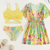 Новий купальник з накидкою для дівчинки 12 років у жовтому кольорі.