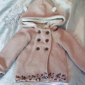 Кофта тёплая меховушка с капюшоном 9-12 мес, 74-80