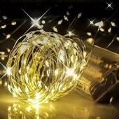 ❤️ 100 Led. Длина 10 метров ❤️ Світлодіодна гірлянда нитка роса, 100led, 10 м, теплий білий, на бата