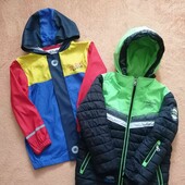 лот 2 вещи:Куртка деми/зима+дождевик р 122-128 