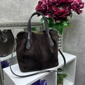 Натуральна замша + еко шкіра сумка жіноча середнього розміру замш