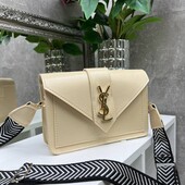 Клатч беж широкий ремінь в стилі Лоран