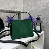 Зелена сумка шопер з натуральної замші і еко шкіри