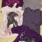 Розпродаж! 5 футболок в одному лоті для дівчинки 6-7 років