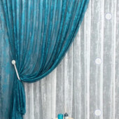 Тюль мрамор жакард бірюза