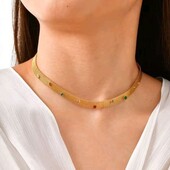 Чокер, кольє, тонка сітка з цирконами, позолота 18к