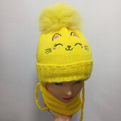 Дуже гарні і теплі комплекти для дівчат з песцевим помпоном. Напіввовна.2-4роки