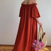 Сукня вільна міді на плечі теракотова