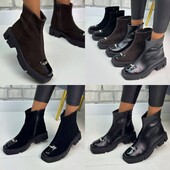 36-41 рр черевики натуральна замша/шкіра чорний, шоколад.