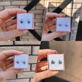 Срібні сережки лапки рожеві та блакитні s925