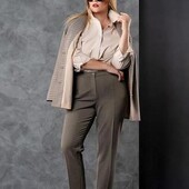 Отличный брючный костюм тройка жакет брюки блуза клетка клеточка шерсть