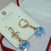 Шикарные серьги-висюльки с кристаллами Swarovski. Позолота 585 пробы.
